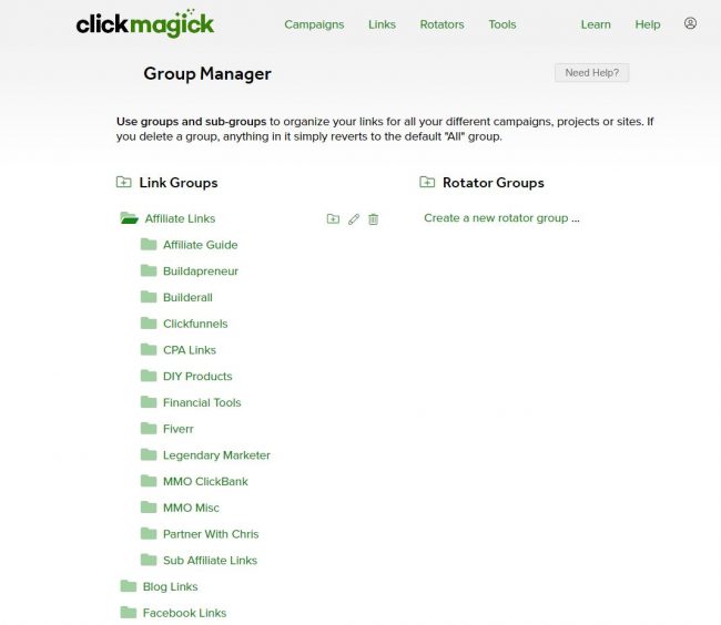 ClickMagick categories